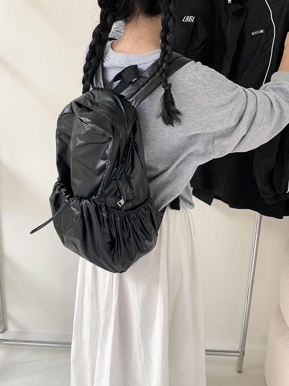 Croon Pocket Silver String Backpack Rucksack