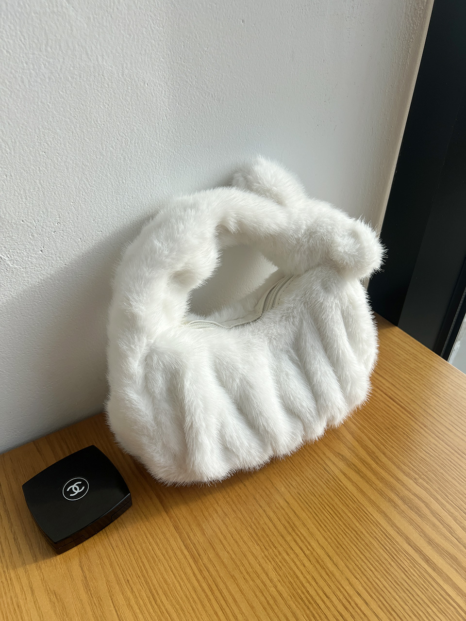 Suwanee Ribbon Fur Shirring Mini Tote Bag