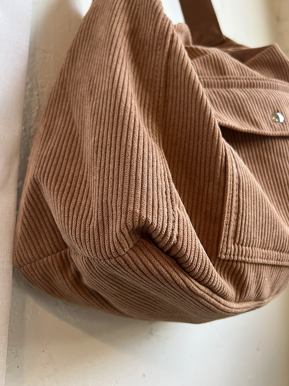 Corduroy Pocket Big Cross Eco Bag (6 colors)