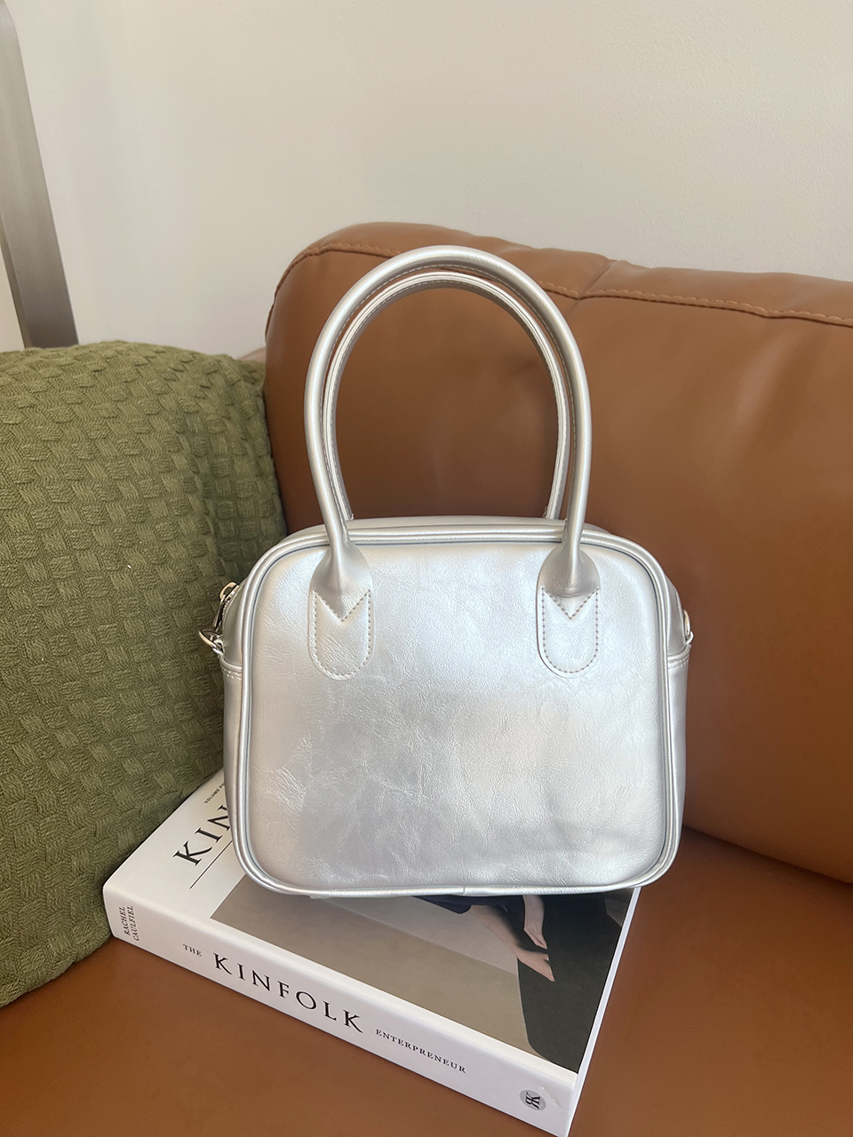 Tammy Square Silver 2-Way Tote Bag
