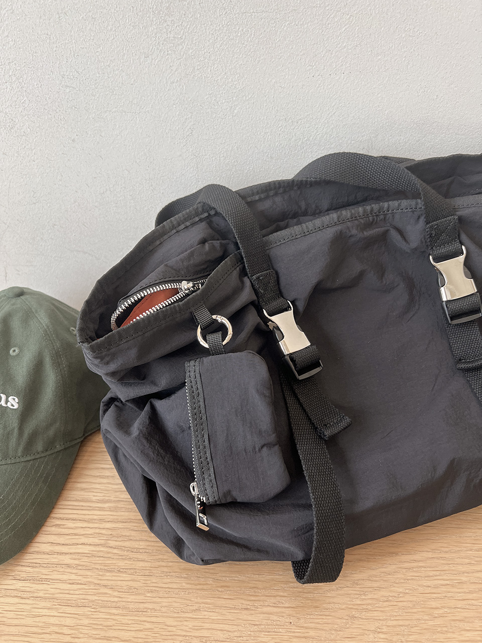 Buckle nylon shoulder bag