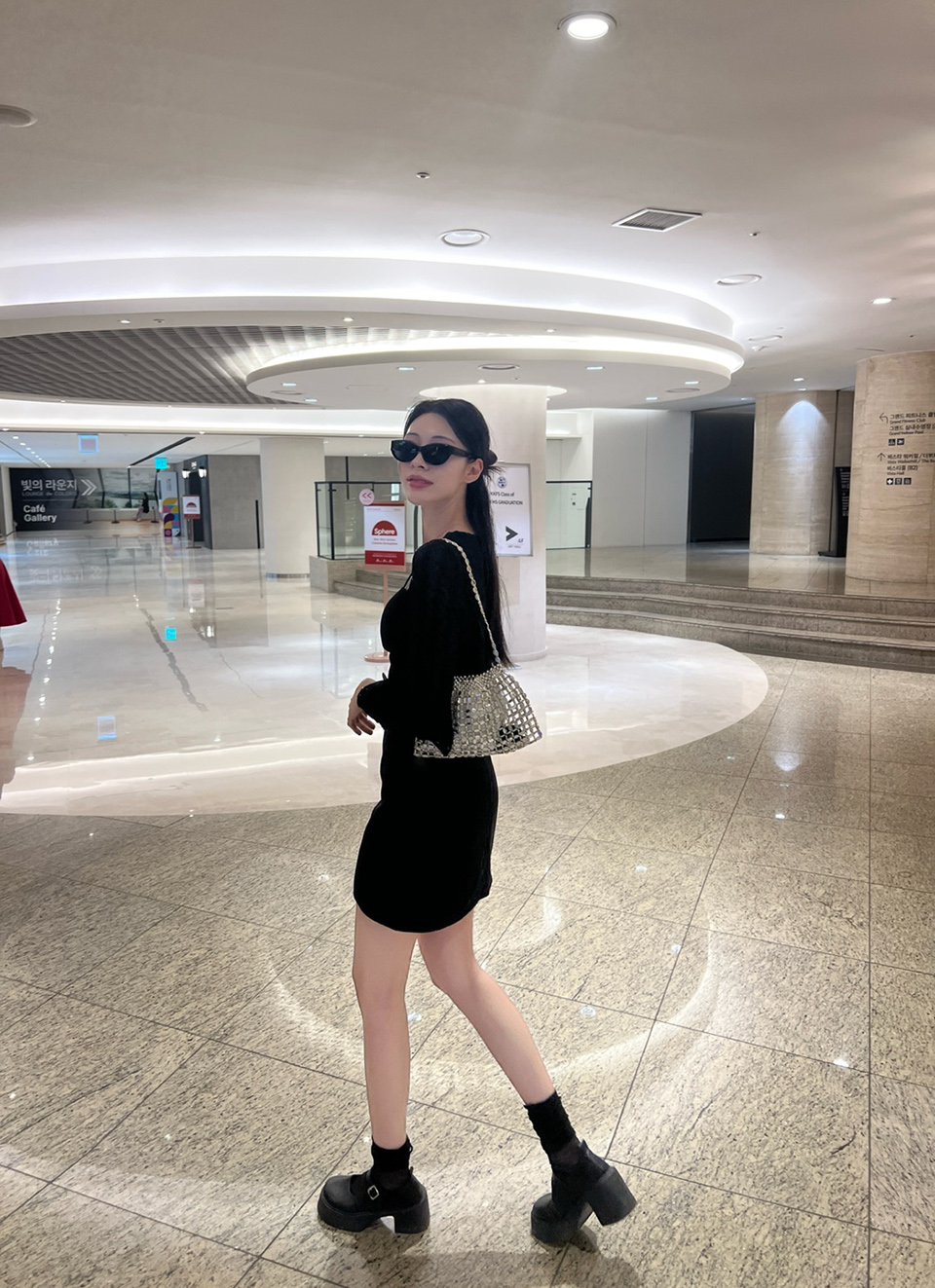 Metal Bead Net Mini Shoulder Bag