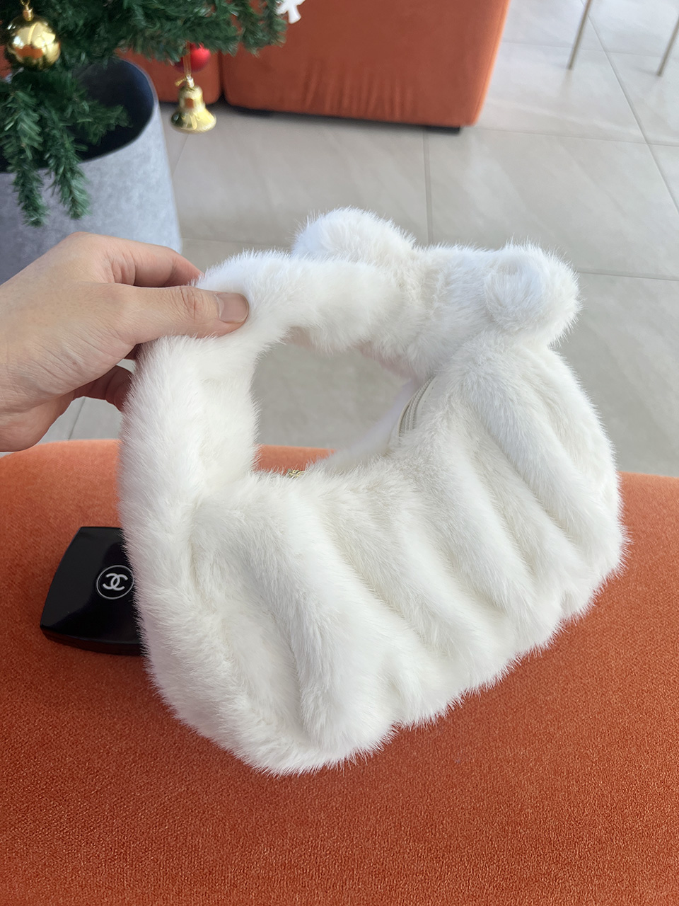 Suwanee Ribbon Fur Shirring Mini Tote Bag