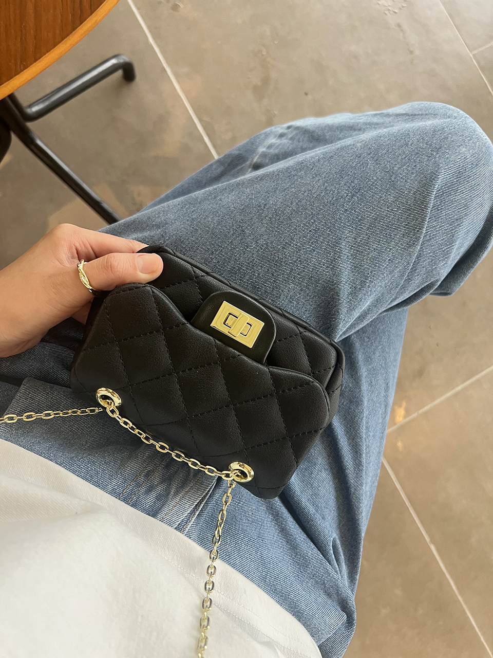Zuni Quilted Micro Mini Gold Chain Bag