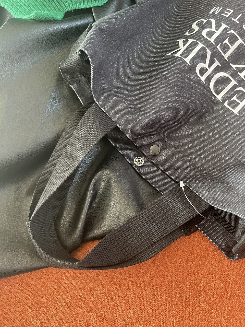 Denim Lettering Big Cross Canvas Bag
