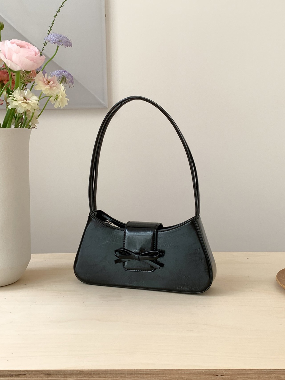 Ballet Core Ribbon Baguette Shoulder Bag