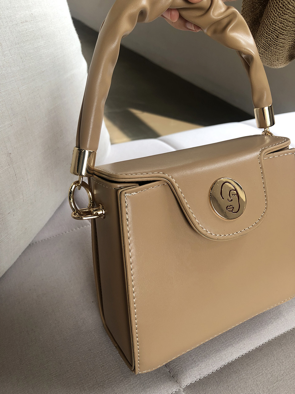 Face Shirring Mini Square Chain Crossbody Bag