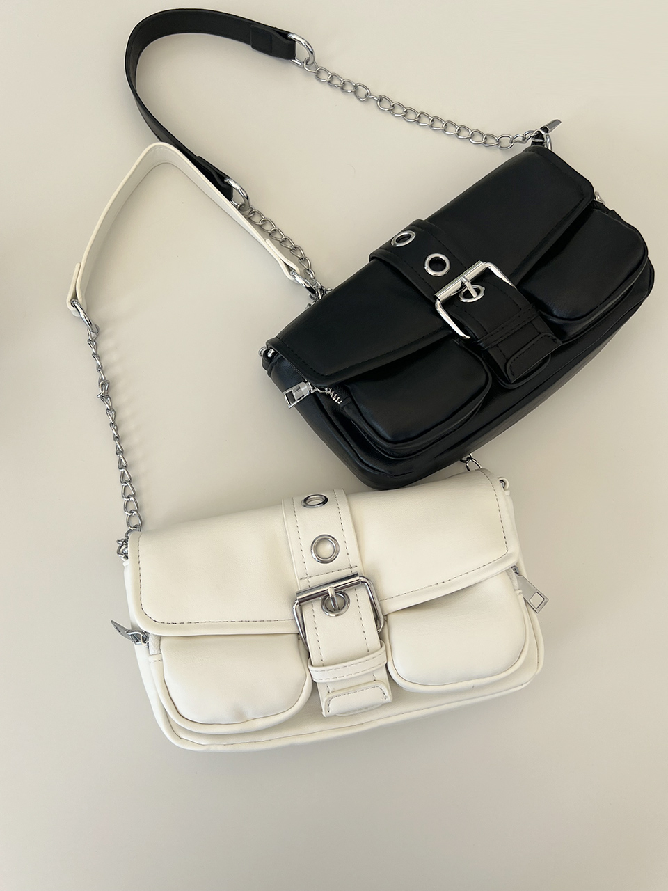 Eyelet Leather Belt Chain Mini Shoulder Bag