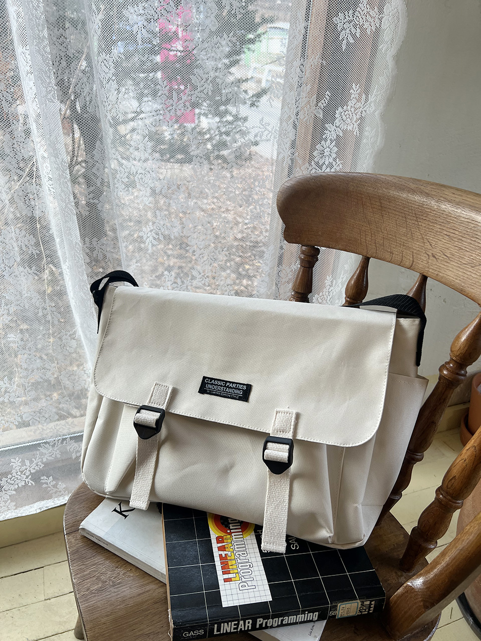 Canvas Classic Zipper Big Cross Messenger Eco Bag (2 colors)