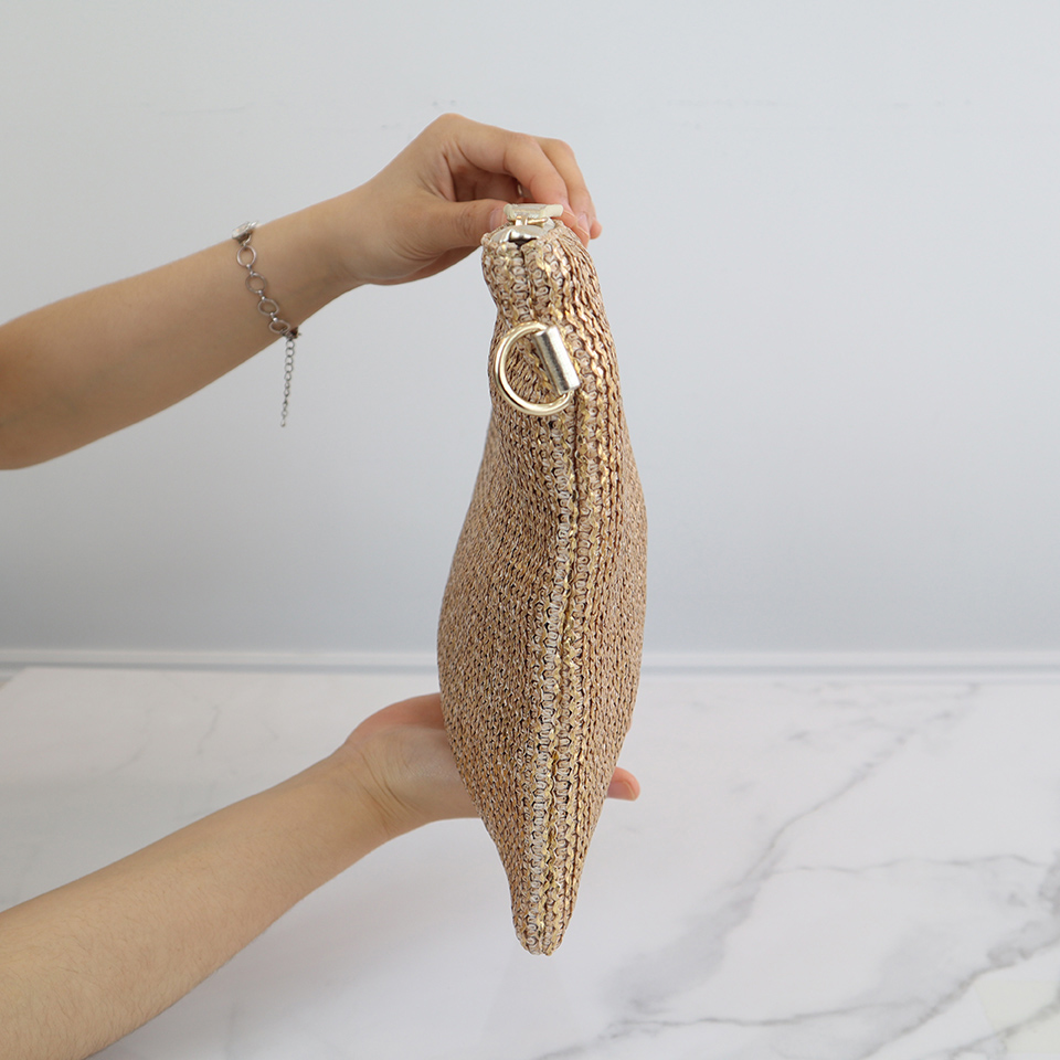 Bling Pearl Rattan Silver Cross Clutch Bag