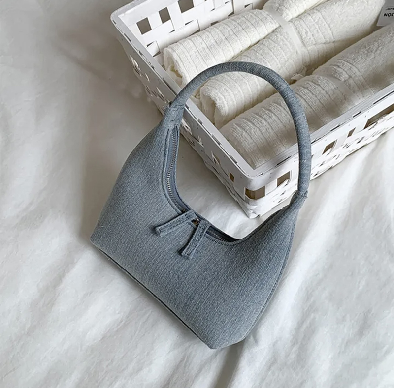 Blooming Round Denim Shoulder Bag
