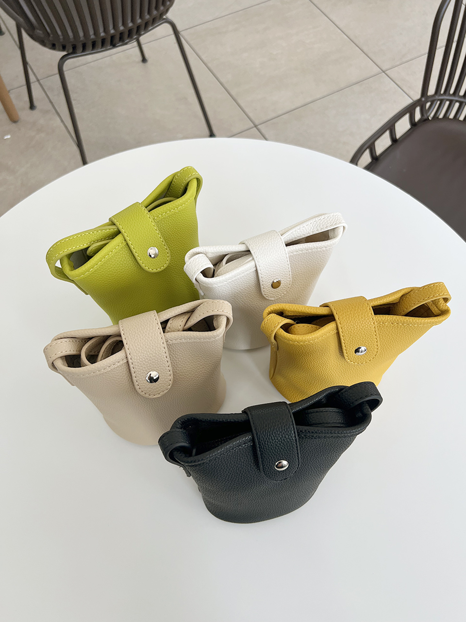 Button-belted mini cross-shoulder bag