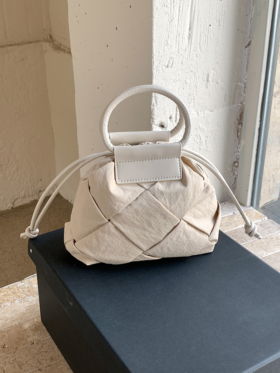 Quilted Nylon Mini Bucket Bag (4 colors)