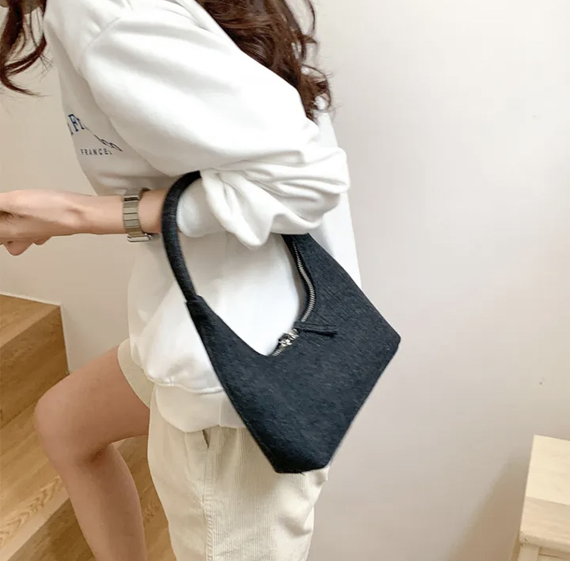 Blooming Round Denim Shoulder Bag