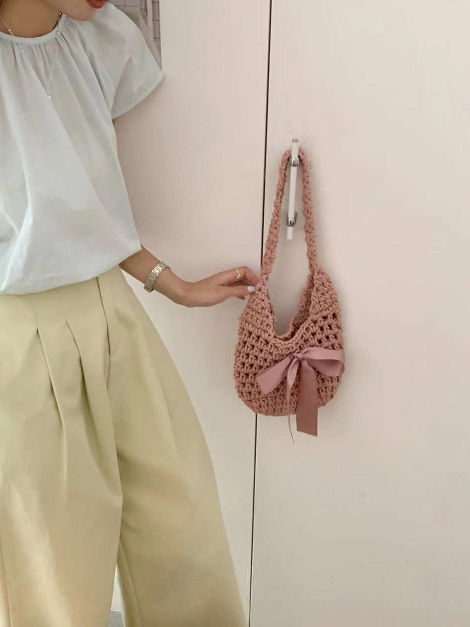 Ribbon Ballet Core Knit Tote Bag (5 colors)