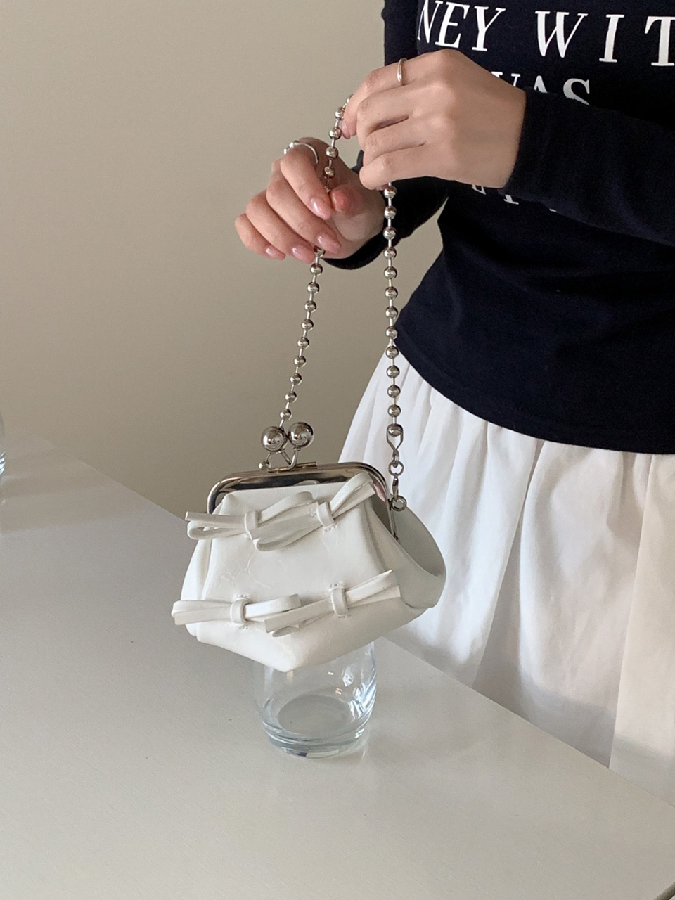Ribbon 2-Way Chain Mini Crossbody Bag (2 Strap Types)