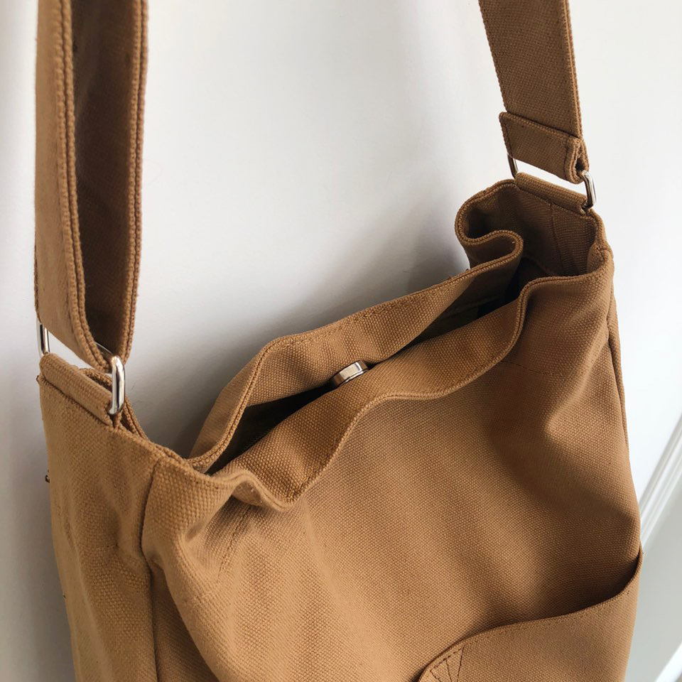 2-Pocket Plain Big Cloth Eco Bag (3 colors)