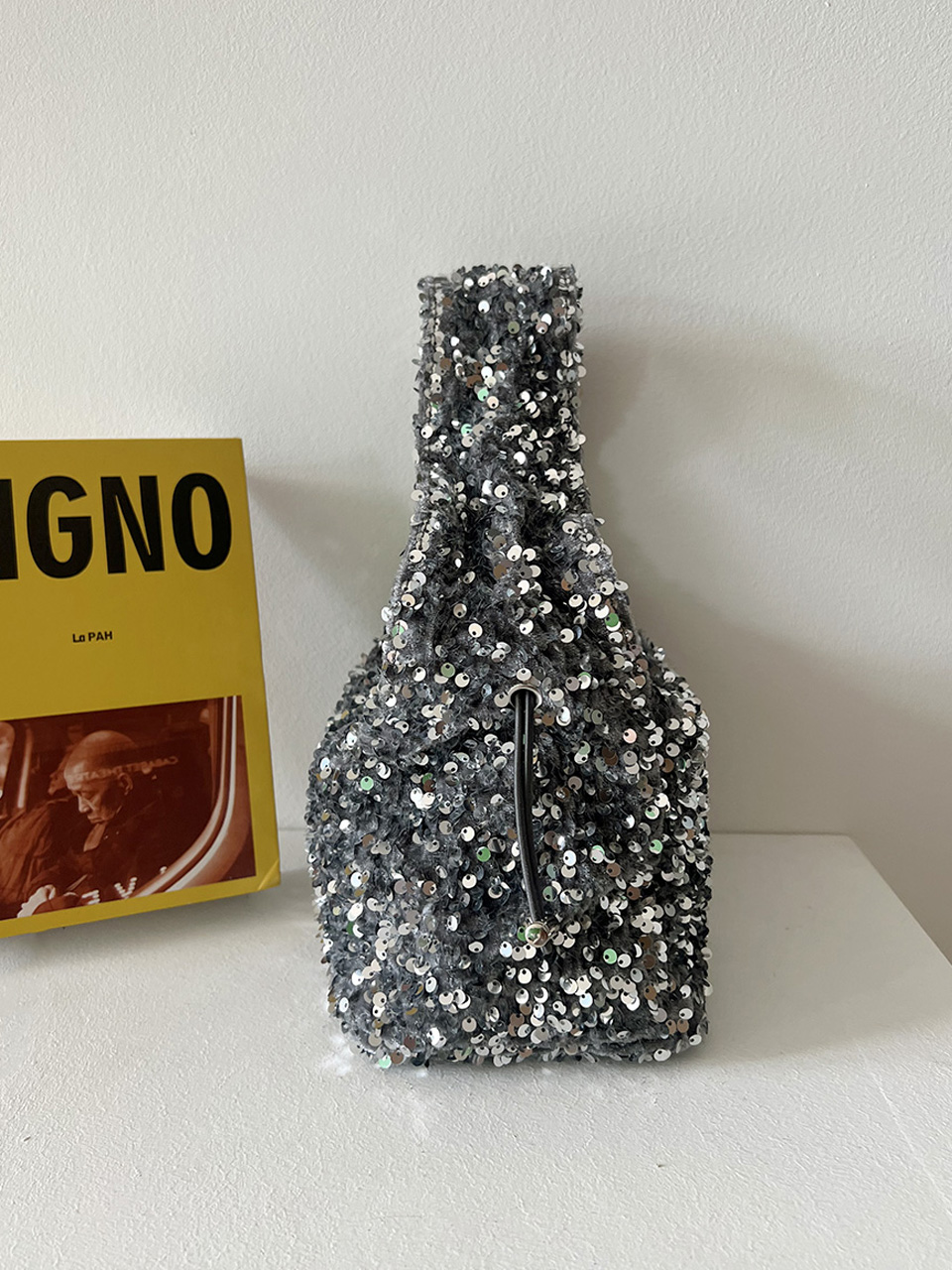 Bling Shirred Silver Mini Tote Bag