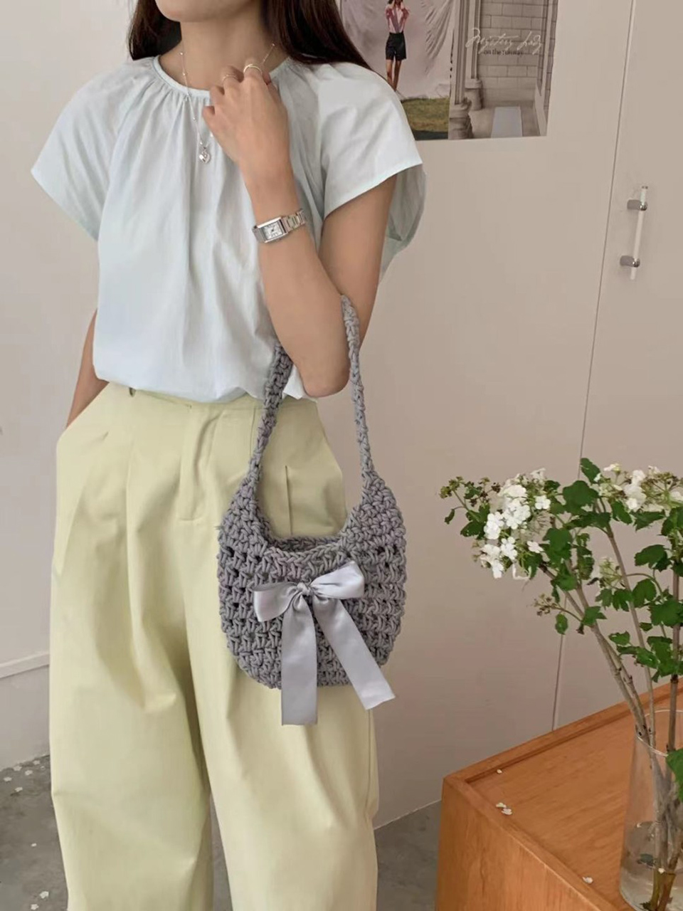 Ribbon Ballet Core Knit Tote Bag (5 colors)