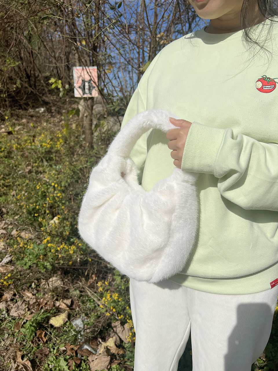 Eldon Shirred Fur Tote Bag