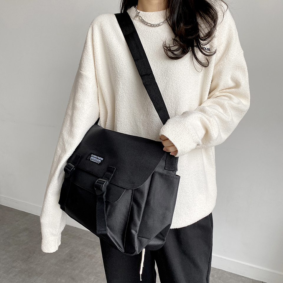 Canvas Classic Zipper Big Cross Messenger Eco Bag (2 colors)