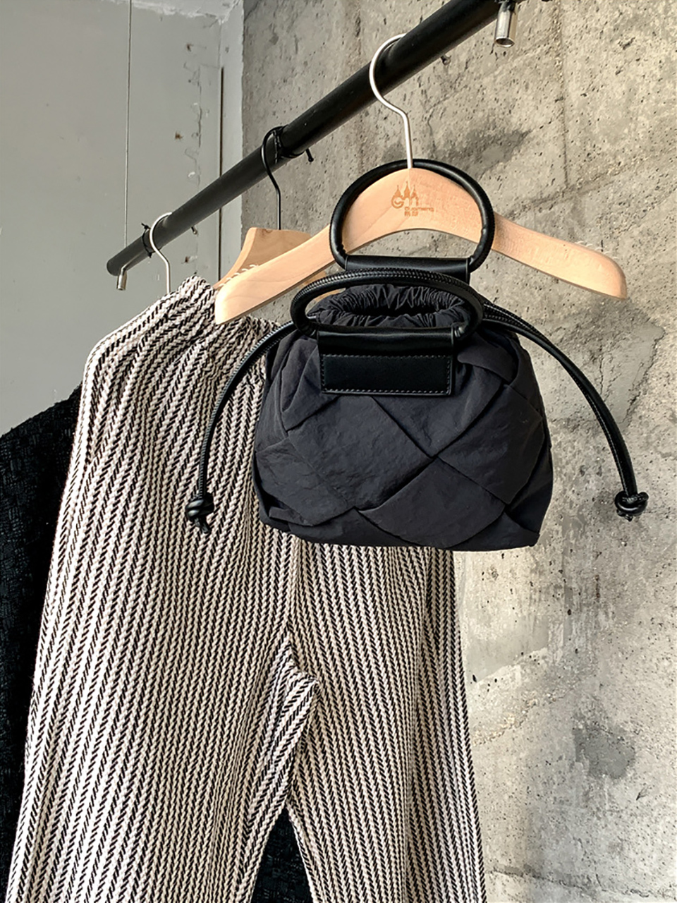 Quilted Nylon Mini Bucket Bag (4 colors)