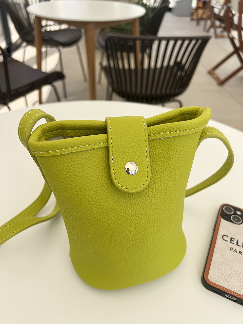 Button-belted mini cross-shoulder bag