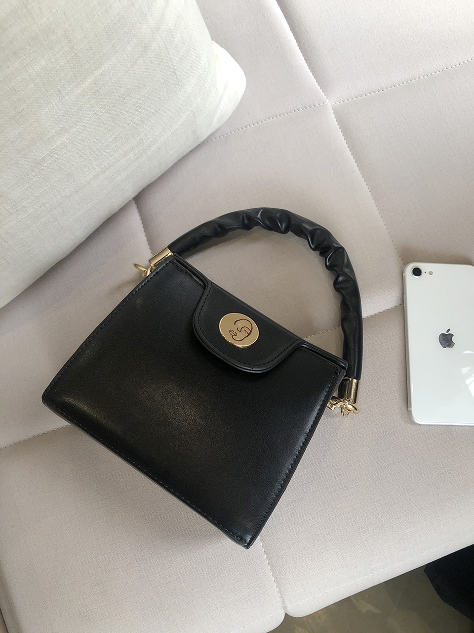 Face Shirring Mini Square Chain Crossbody Bag
