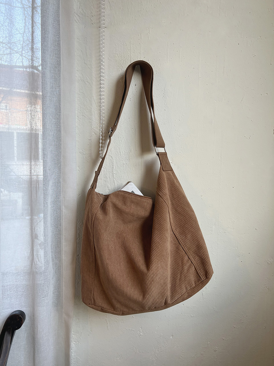 Corduroy Pocket Big Cross Eco Bag (6 colors)