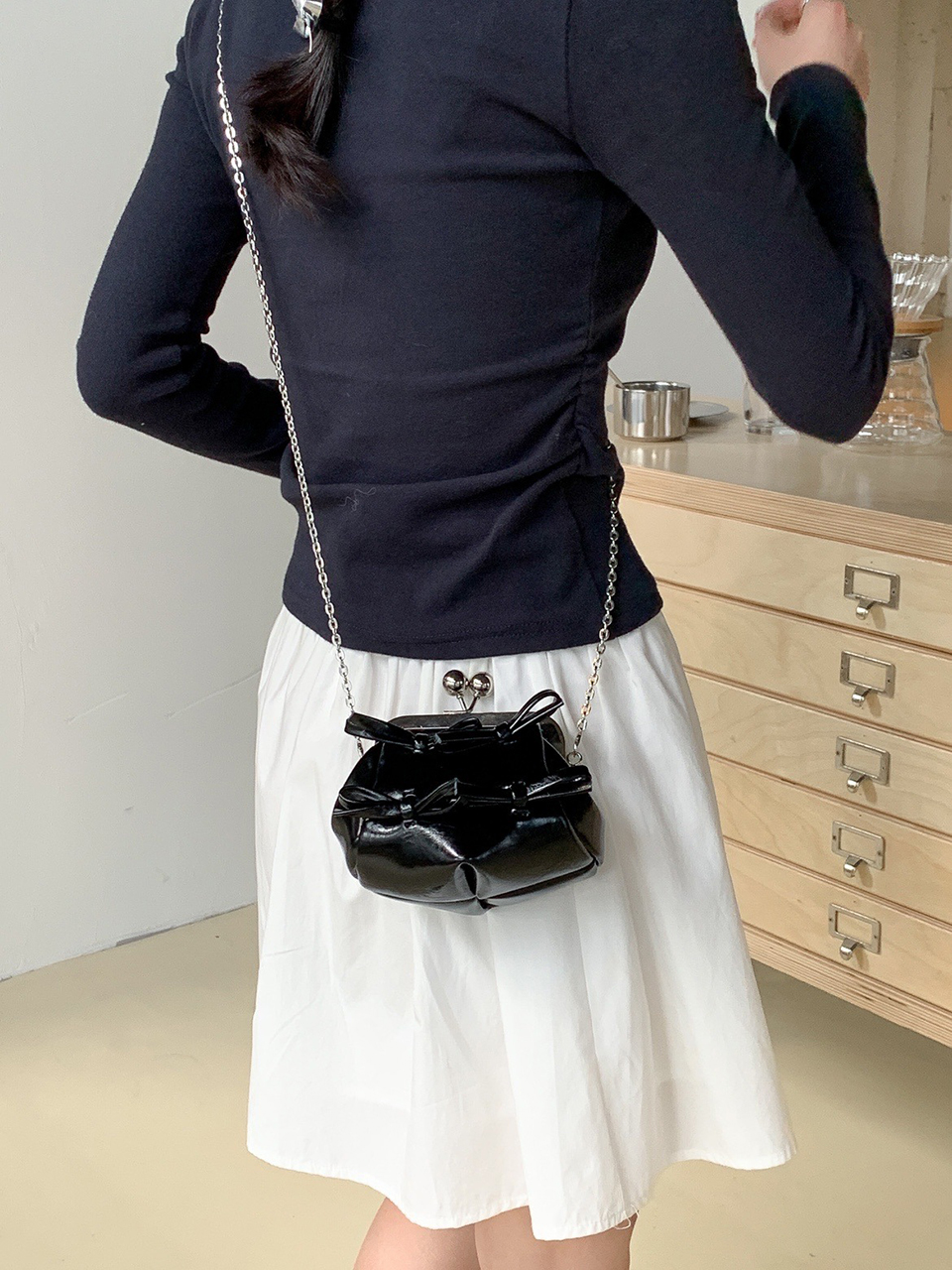 Ribbon 2-Way Chain Mini Crossbody Bag (2 Strap Types)