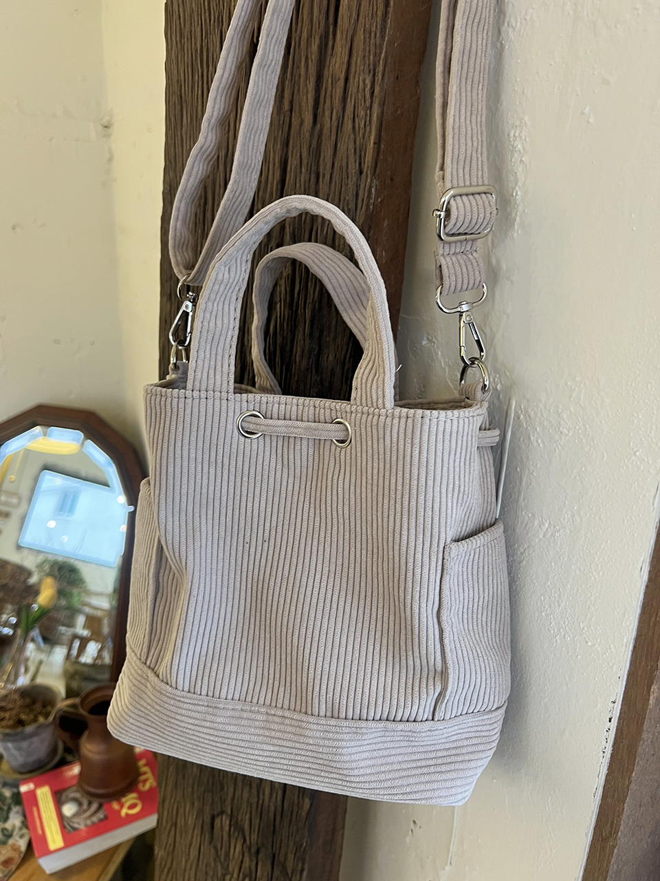 Corduroy Mini Bucket Bag, Bucket Cloth Eco Bag (6 colors)