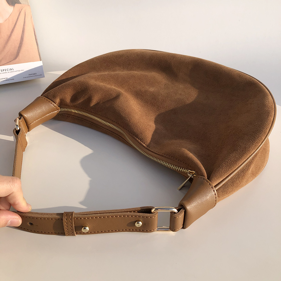 Suede shoulder bag