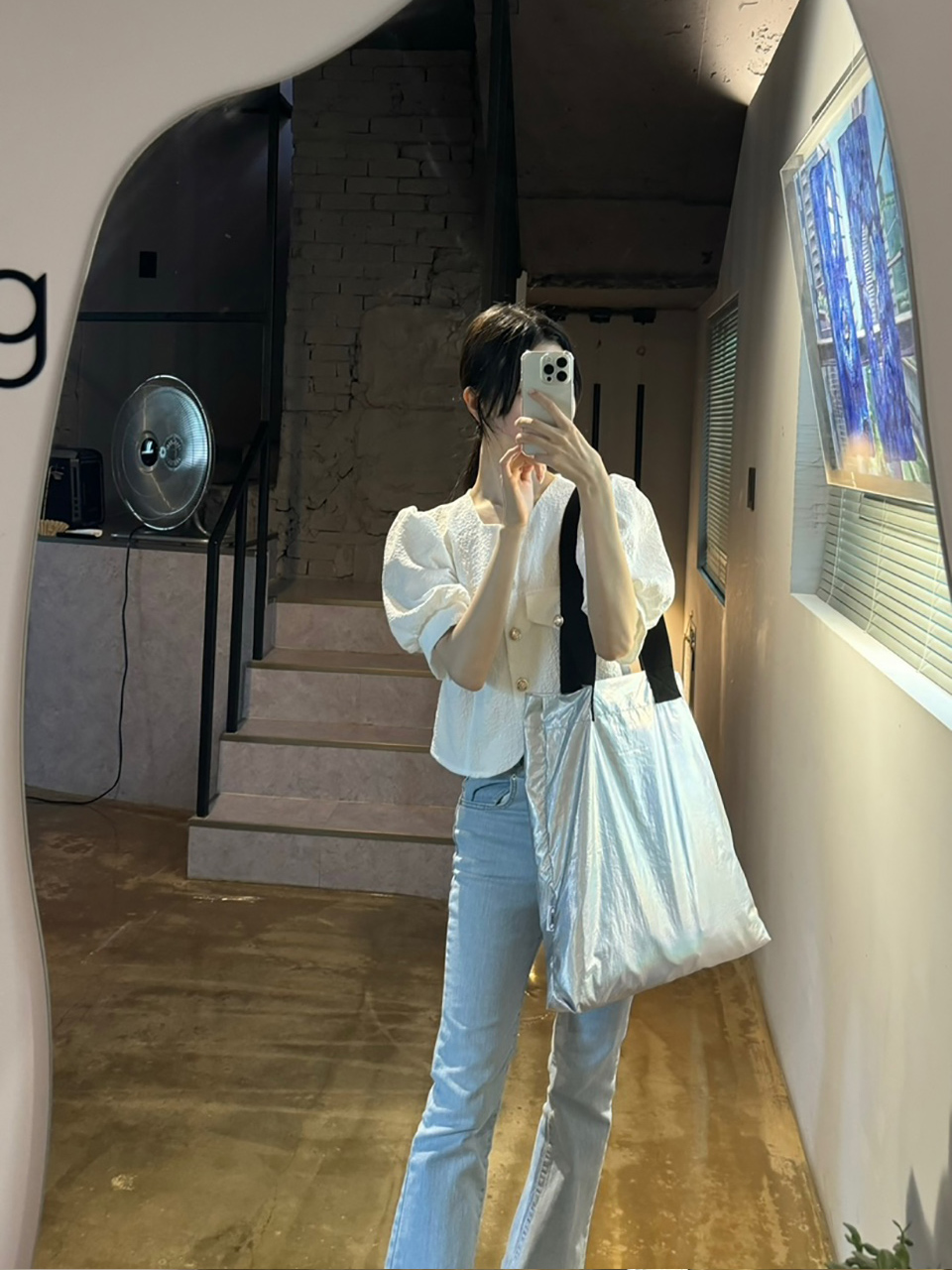 Nylon Silver Plain Shoulder Eco Bag / Shoulder Bag