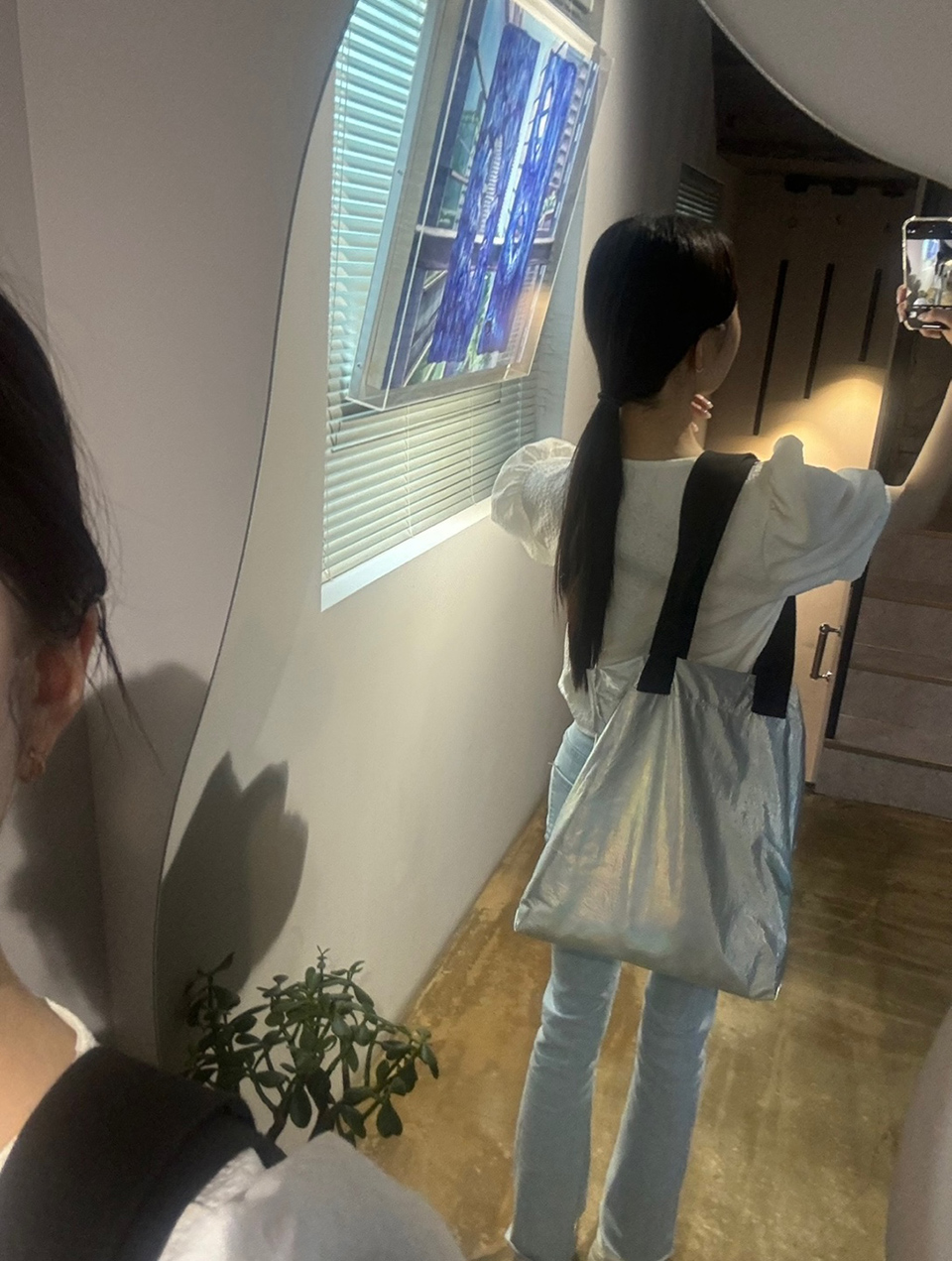 Nylon Silver Plain Shoulder Eco Bag / Shoulder Bag