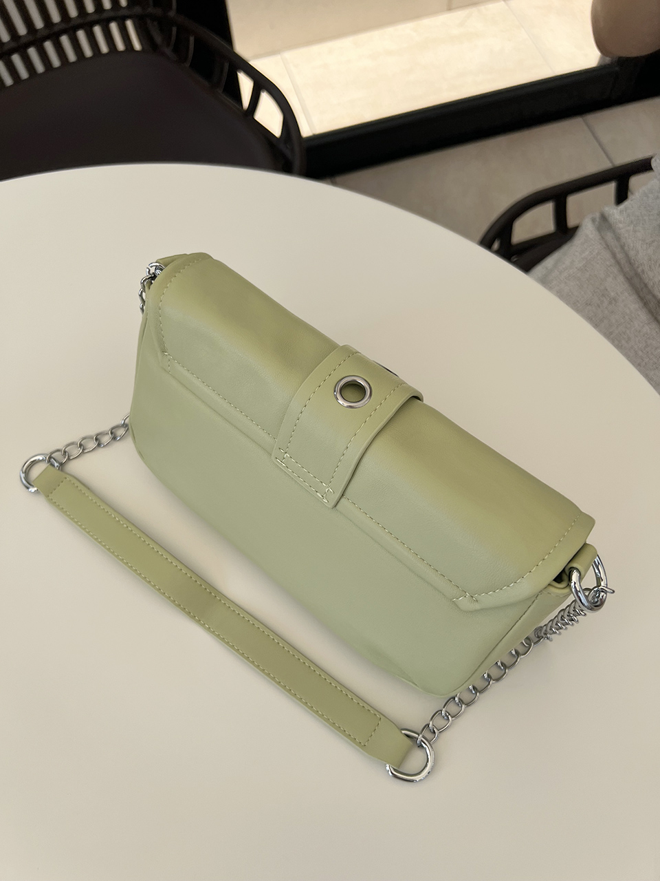 Eyelet Leather Belt Chain Mini Shoulder Bag
