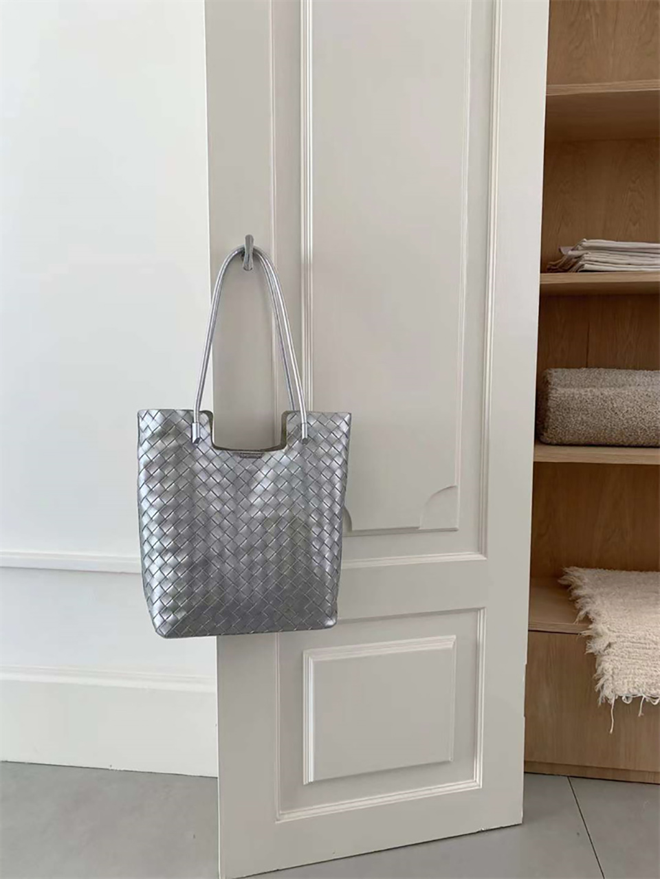 [Pouch Set] Classic Leather Square Tote Bag/Shoulder Bag