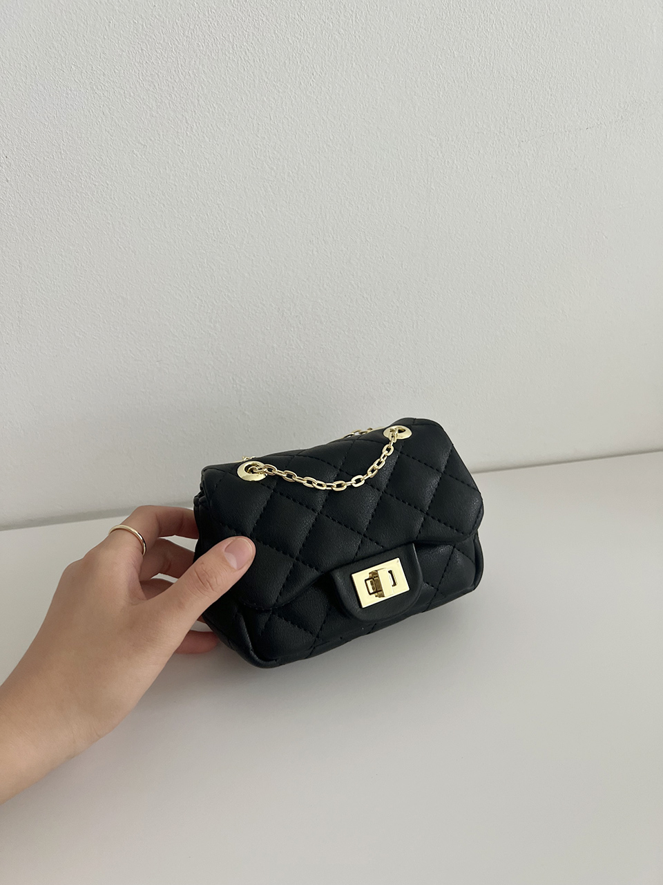 Zuni Quilted Micro Mini Gold Chain Bag