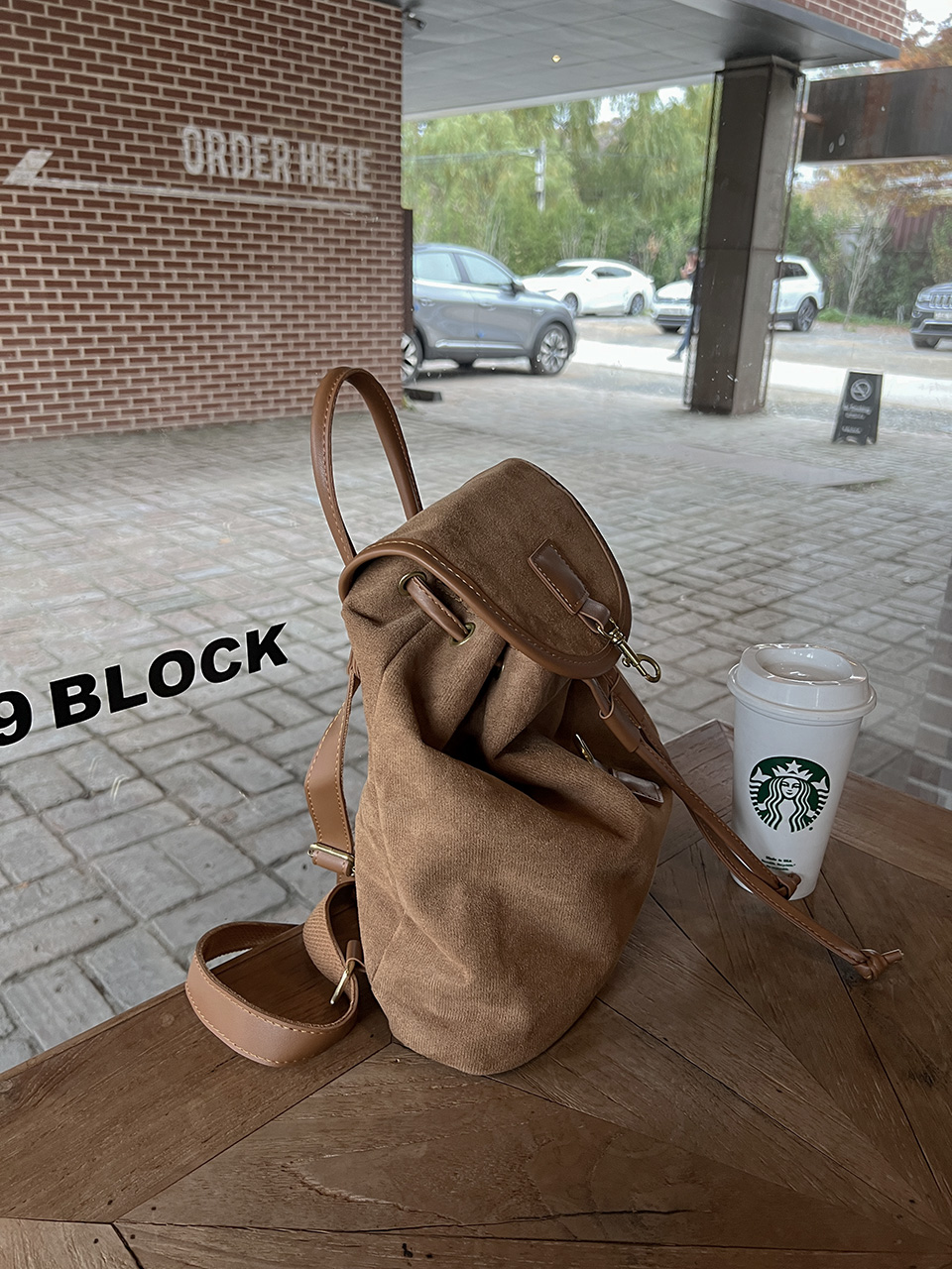 Suede String Buckle Bucket Bag/Backpack