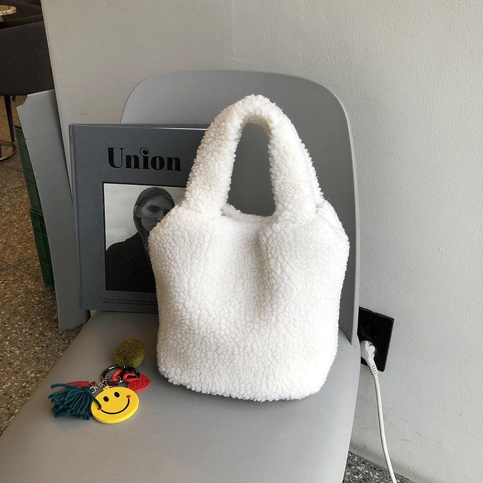 Fleece Boa Handle Tote Bag (3 colors)