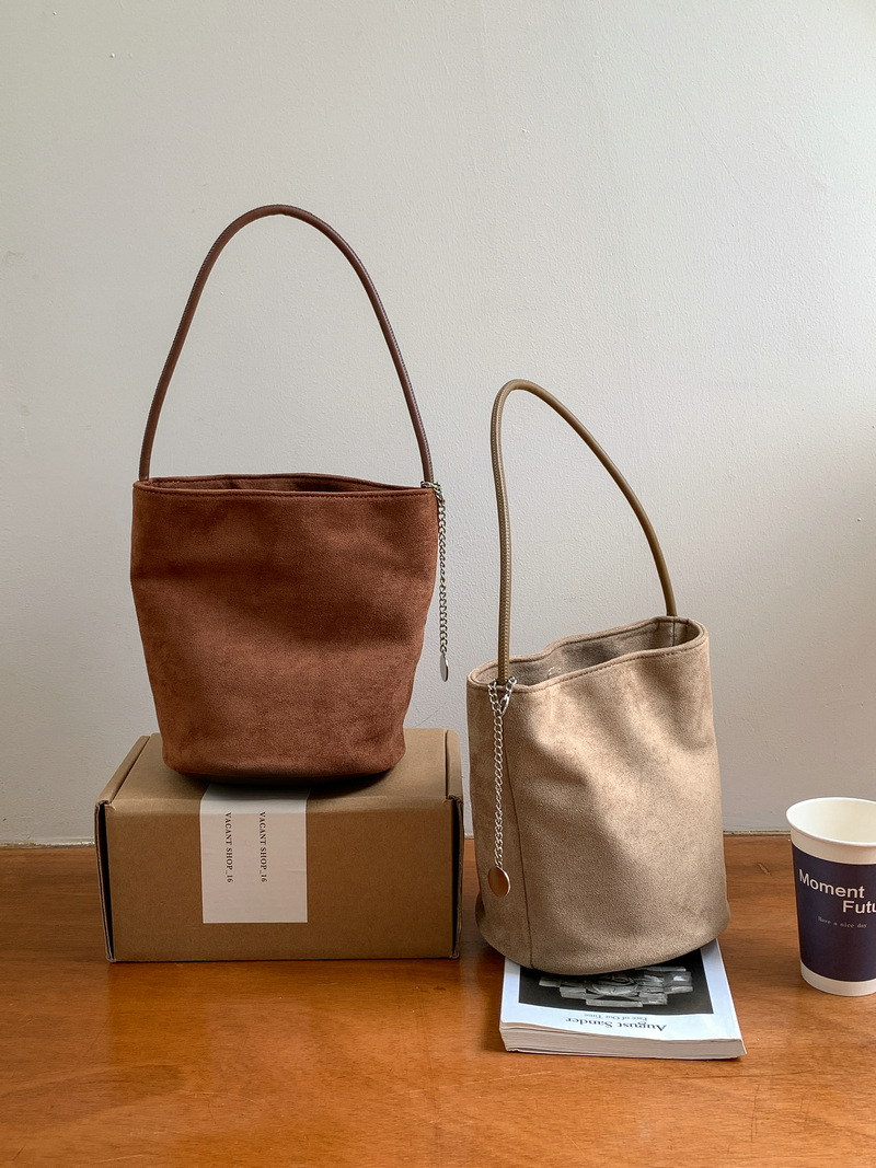 Suede Chain Mini Shoulder Bucket Bag