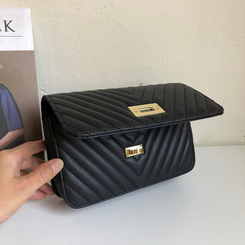 V-Quilted Mini Square Chain Bag