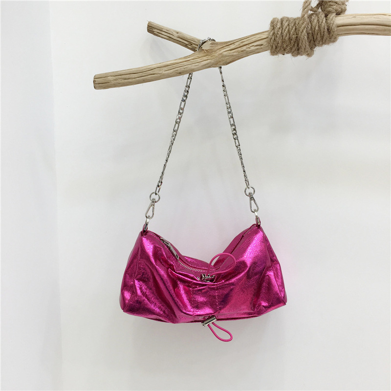 Monroe Cross Shirring Silver Mini Chain Bag