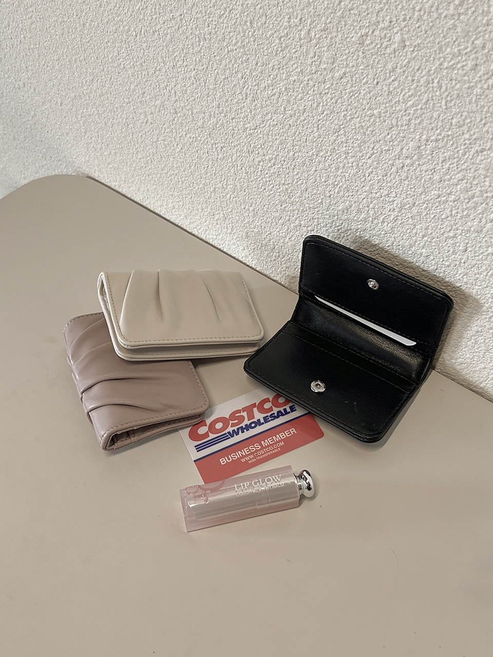 Shirring Leather Card Case