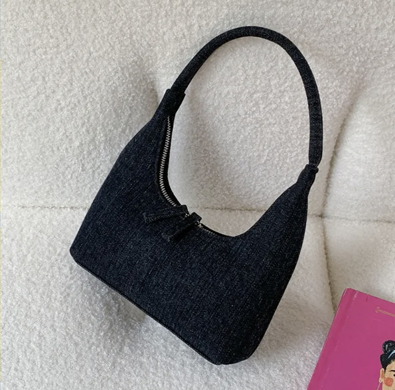 Blooming Round Denim Shoulder Bag