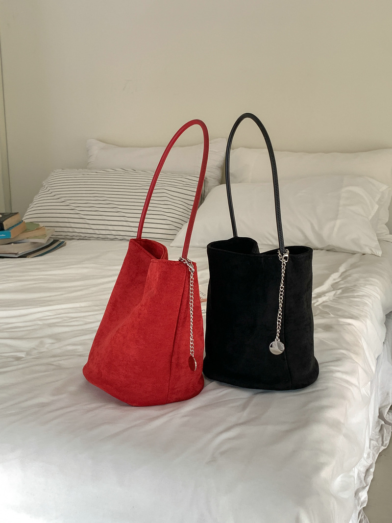 Suede Chain Mini Shoulder Bucket Bag