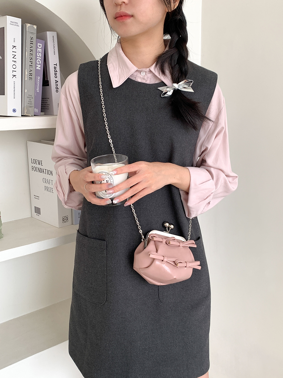 Ribbon 2-Way Chain Mini Crossbody Bag (2 Strap Types)