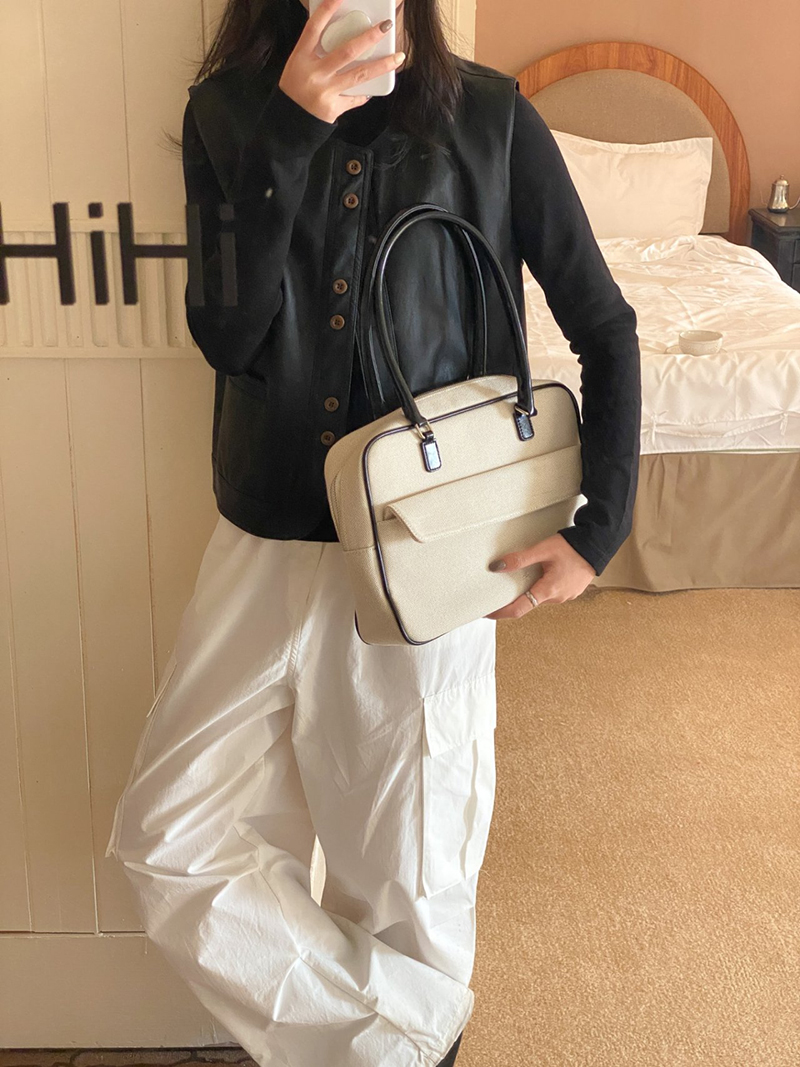 Jacquard leather tote bag/shoulder bag