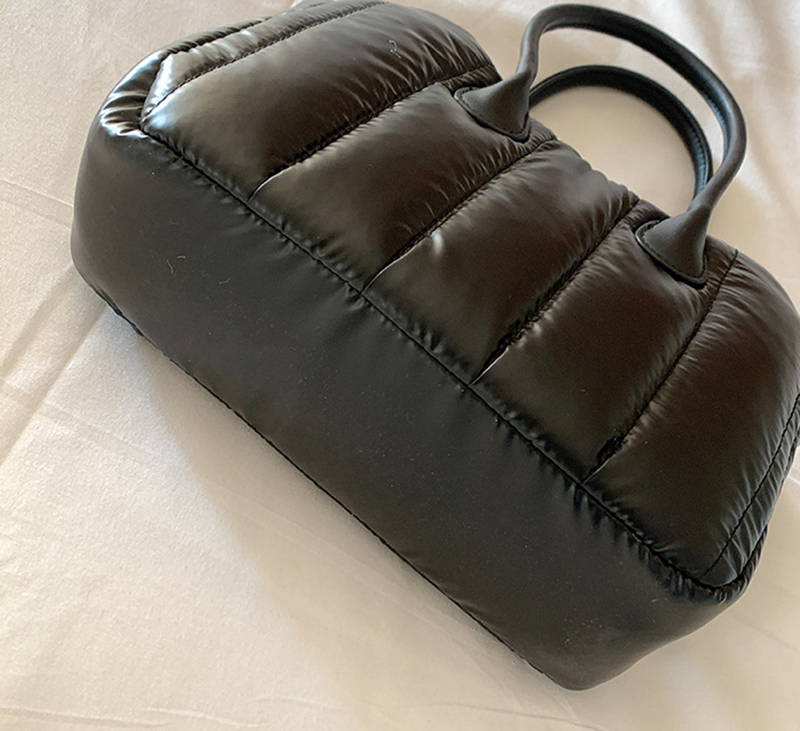 Down nylon quilted tote bag