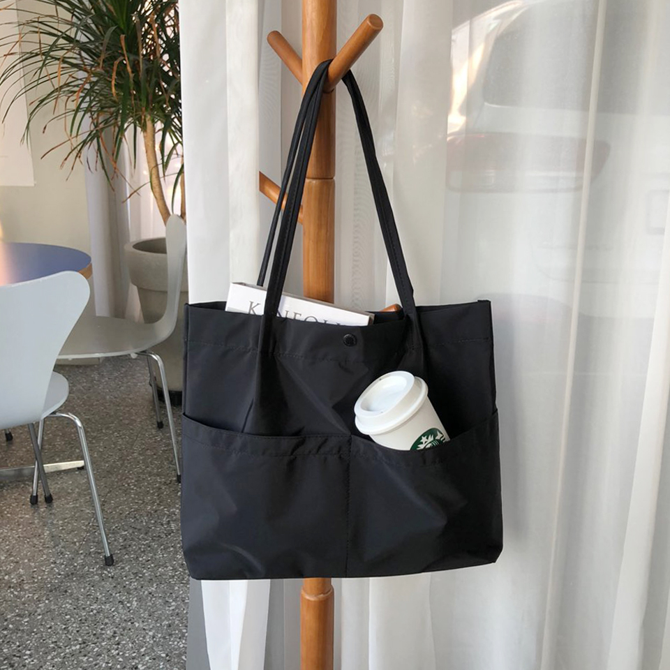 [Waterproof] Twill Two-Pocket Shopper Bag