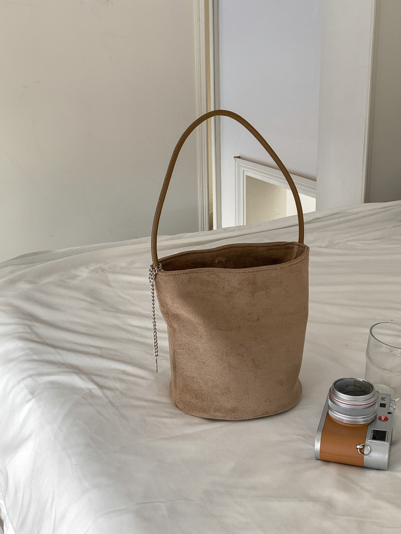 Suede Chain Mini Shoulder Bucket Bag
